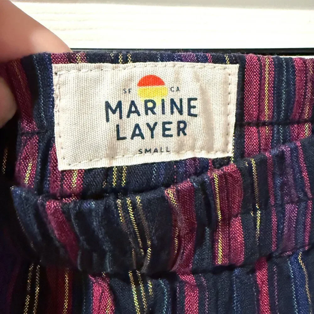 Marine Layer Striped Ankle Pants in Purple and Pink